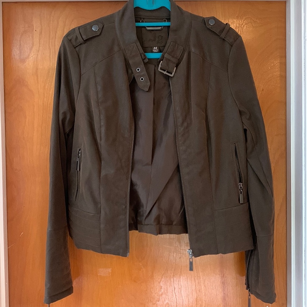 Brown bomber jacket faux suede NWT